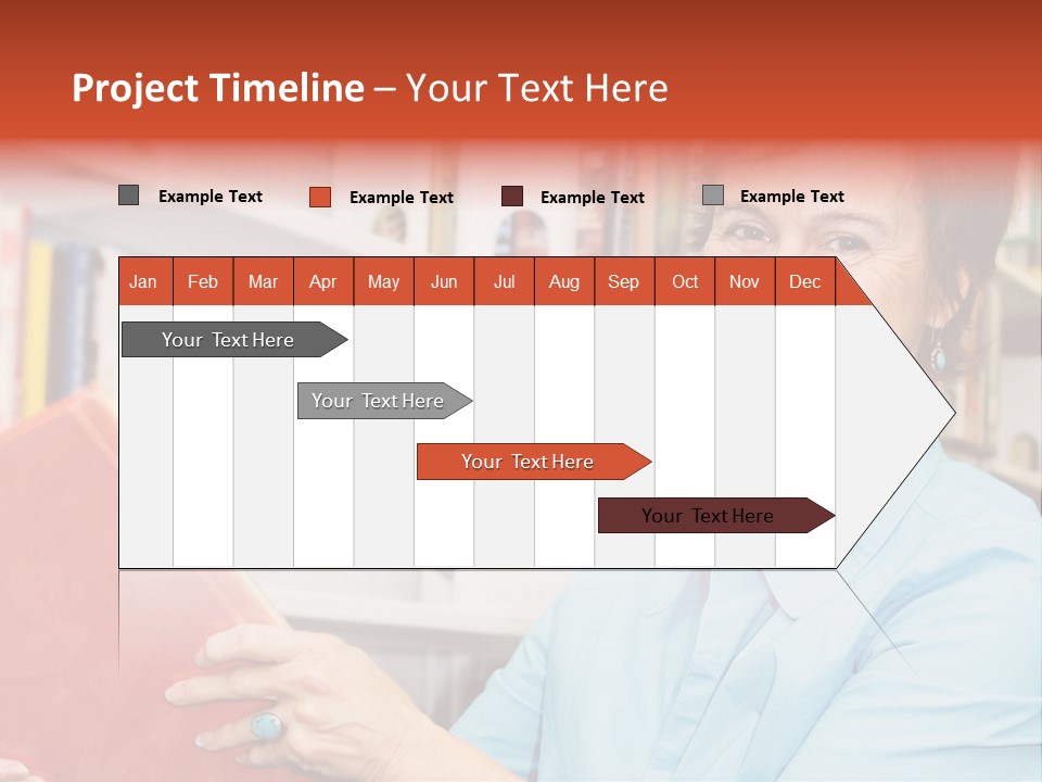 A Pretty Librarian In Her Wheelchair Shelving Books. PowerPoint Template