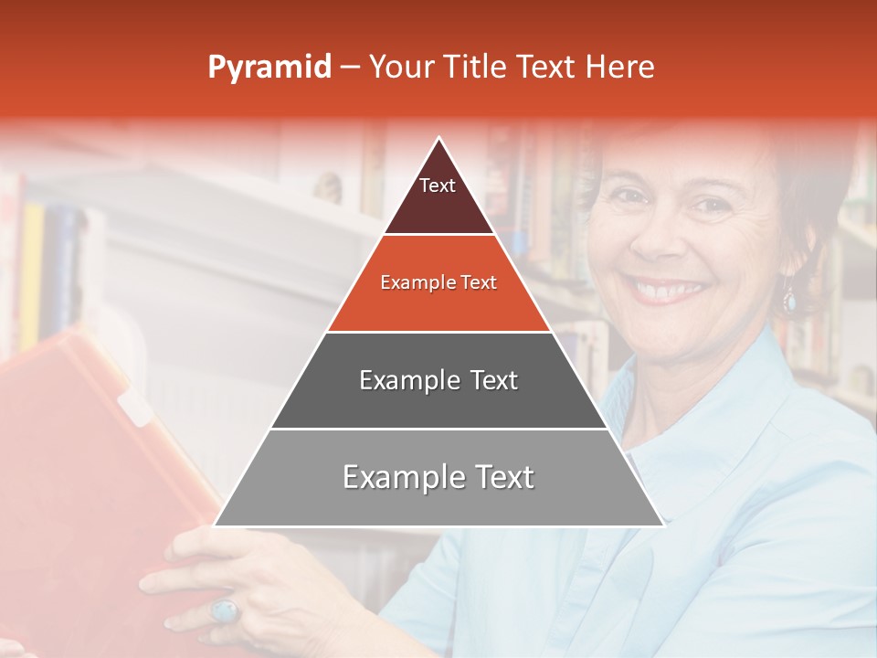 A Pretty Librarian In Her Wheelchair Shelving Books. PowerPoint Template