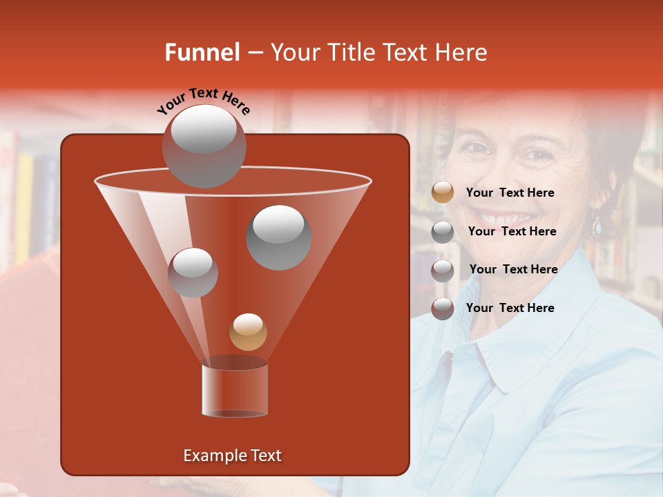 A Pretty Librarian In Her Wheelchair Shelving Books. PowerPoint Template