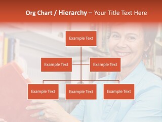 A Pretty Librarian In Her Wheelchair Shelving Books. PowerPoint Template