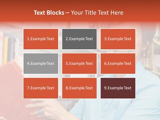 A Pretty Librarian In Her Wheelchair Shelving Books. PowerPoint Template