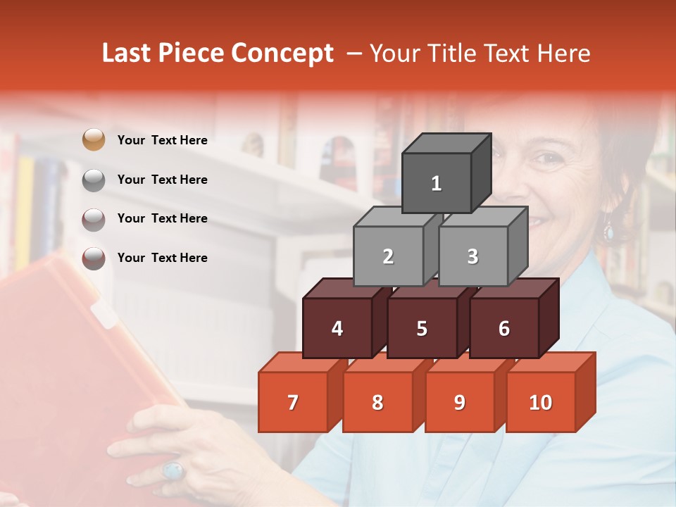 A Pretty Librarian In Her Wheelchair Shelving Books. PowerPoint Template