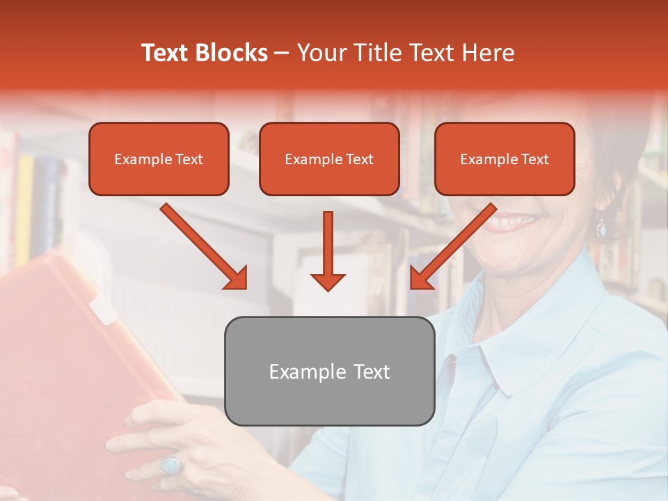 A Pretty Librarian In Her Wheelchair Shelving Books. PowerPoint Template