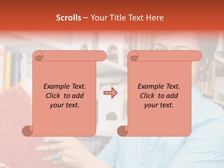 A Pretty Librarian In Her Wheelchair Shelving Books. PowerPoint Template