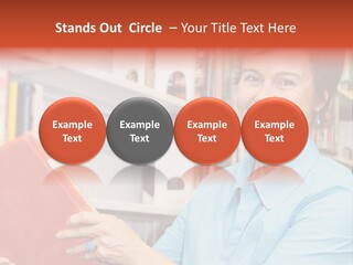 A Pretty Librarian In Her Wheelchair Shelving Books. PowerPoint Template