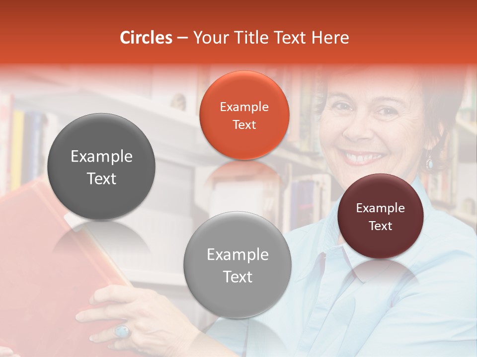 A Pretty Librarian In Her Wheelchair Shelving Books. PowerPoint Template