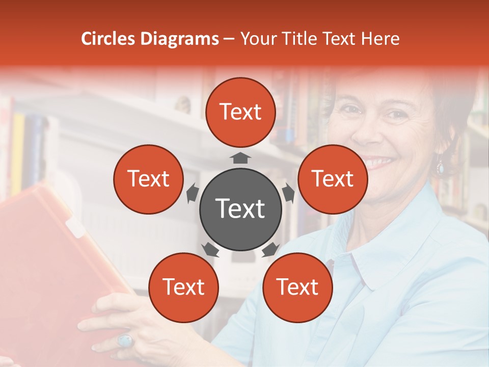 A Pretty Librarian In Her Wheelchair Shelving Books. PowerPoint Template