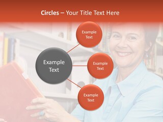 A Pretty Librarian In Her Wheelchair Shelving Books. PowerPoint Template