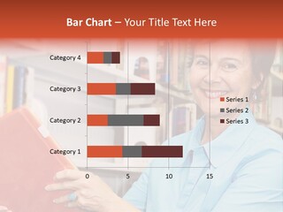 A Pretty Librarian In Her Wheelchair Shelving Books. PowerPoint Template
