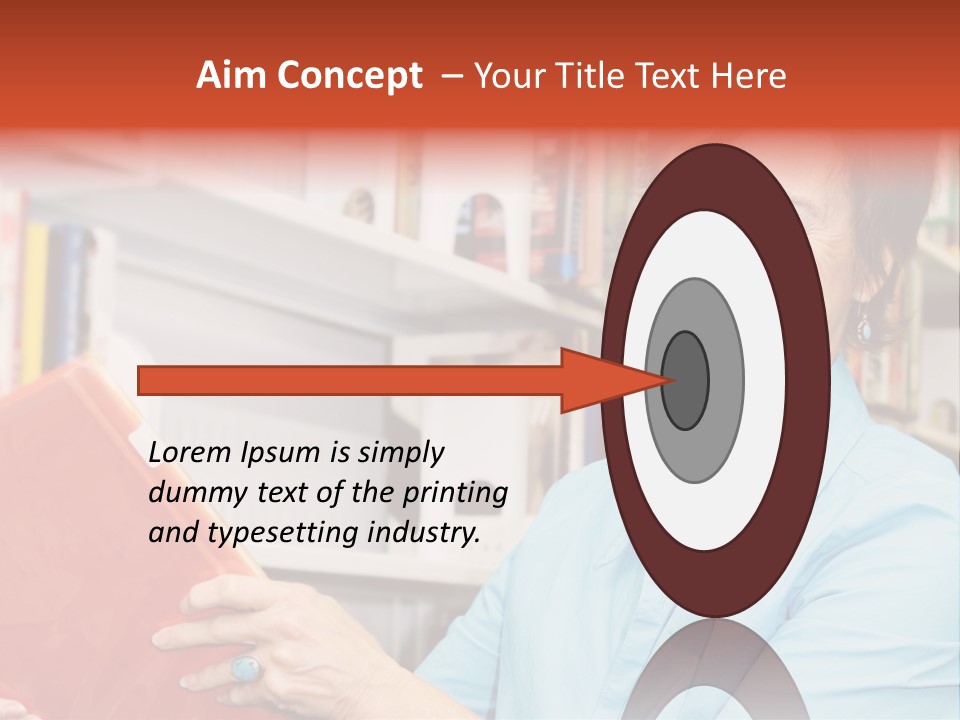 A Pretty Librarian In Her Wheelchair Shelving Books. PowerPoint Template