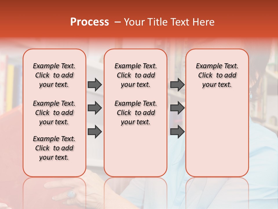 A Pretty Librarian In Her Wheelchair Shelving Books. PowerPoint Template
