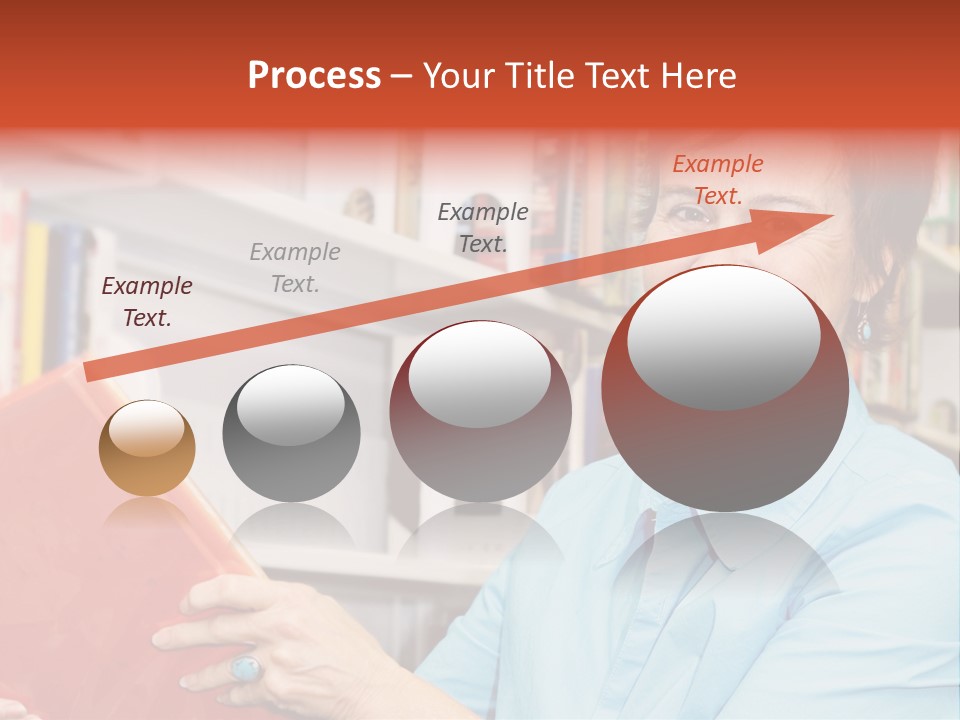 A Pretty Librarian In Her Wheelchair Shelving Books. PowerPoint Template