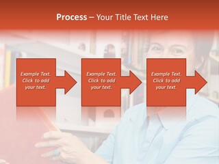 A Pretty Librarian In Her Wheelchair Shelving Books. PowerPoint Template