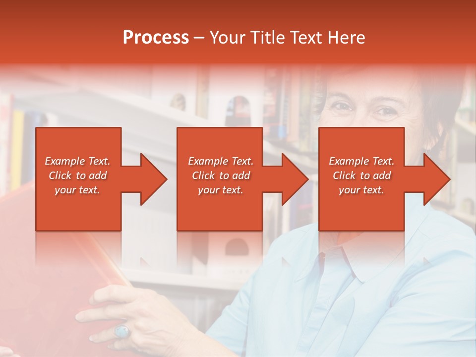 A Pretty Librarian In Her Wheelchair Shelving Books. PowerPoint Template