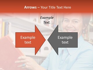 A Pretty Librarian In Her Wheelchair Shelving Books. PowerPoint Template