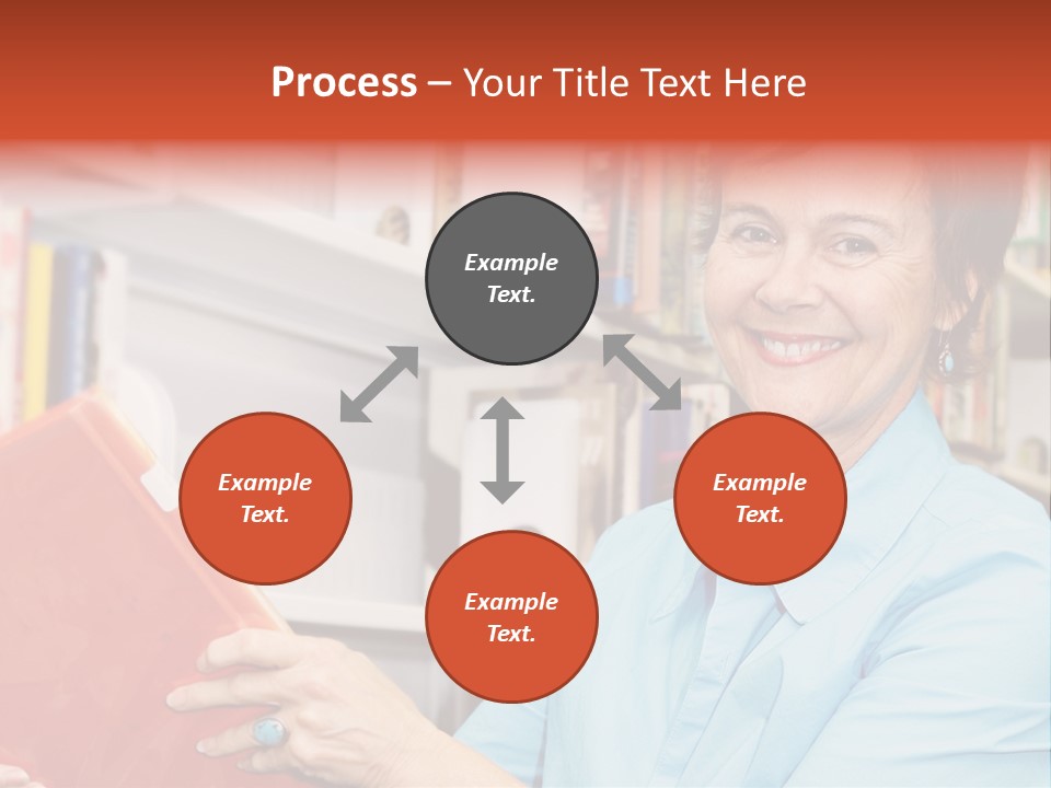A Pretty Librarian In Her Wheelchair Shelving Books. PowerPoint Template