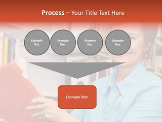 A Pretty Librarian In Her Wheelchair Shelving Books. PowerPoint Template