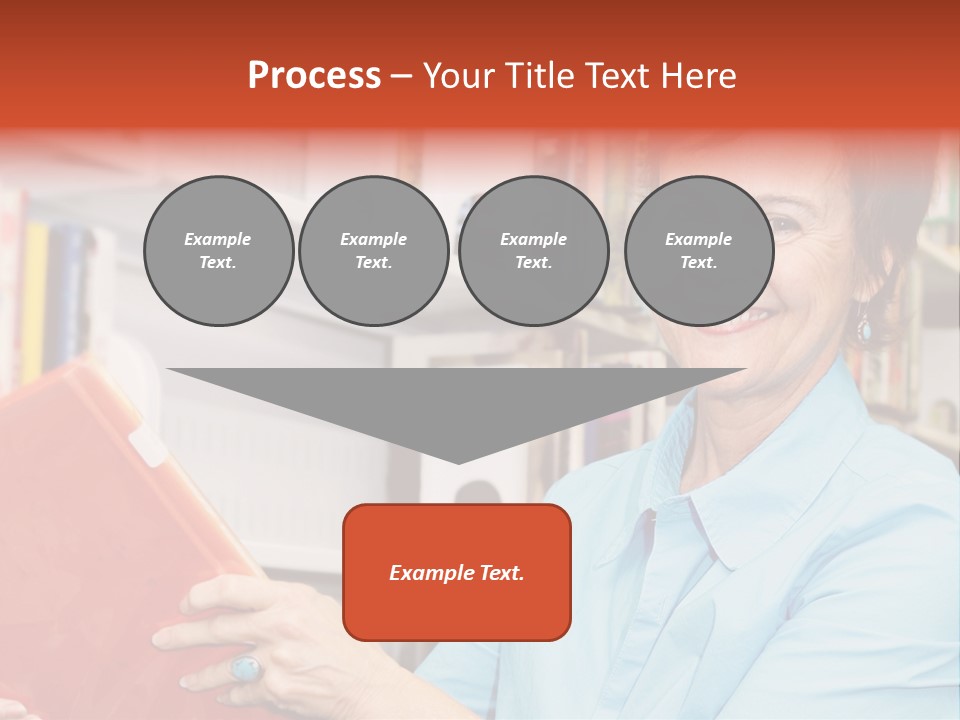 A Pretty Librarian In Her Wheelchair Shelving Books. PowerPoint Template