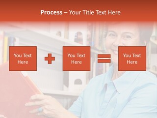 A Pretty Librarian In Her Wheelchair Shelving Books. PowerPoint Template
