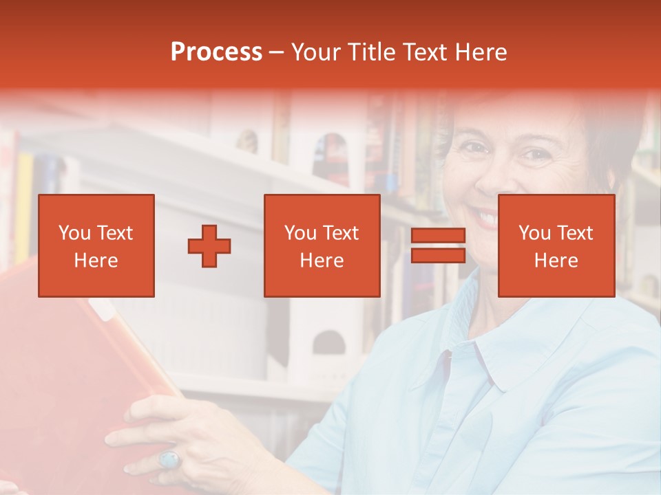 A Pretty Librarian In Her Wheelchair Shelving Books. PowerPoint Template