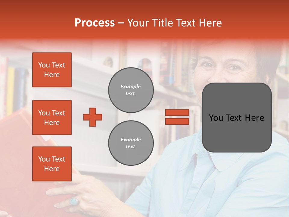 A Pretty Librarian In Her Wheelchair Shelving Books. PowerPoint Template