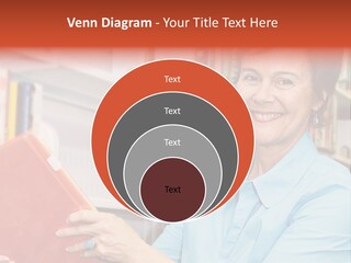 A Pretty Librarian In Her Wheelchair Shelving Books. PowerPoint Template