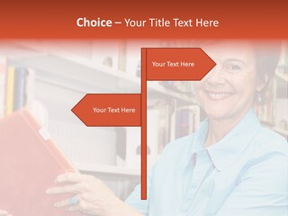 A Pretty Librarian In Her Wheelchair Shelving Books. PowerPoint Template