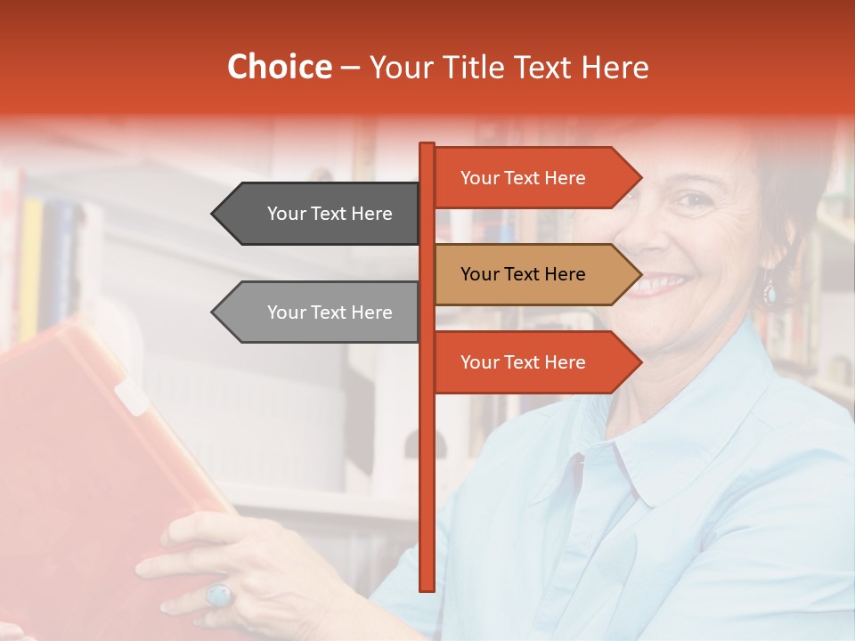 A Pretty Librarian In Her Wheelchair Shelving Books. PowerPoint Template