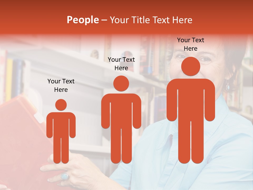 A Pretty Librarian In Her Wheelchair Shelving Books. PowerPoint Template