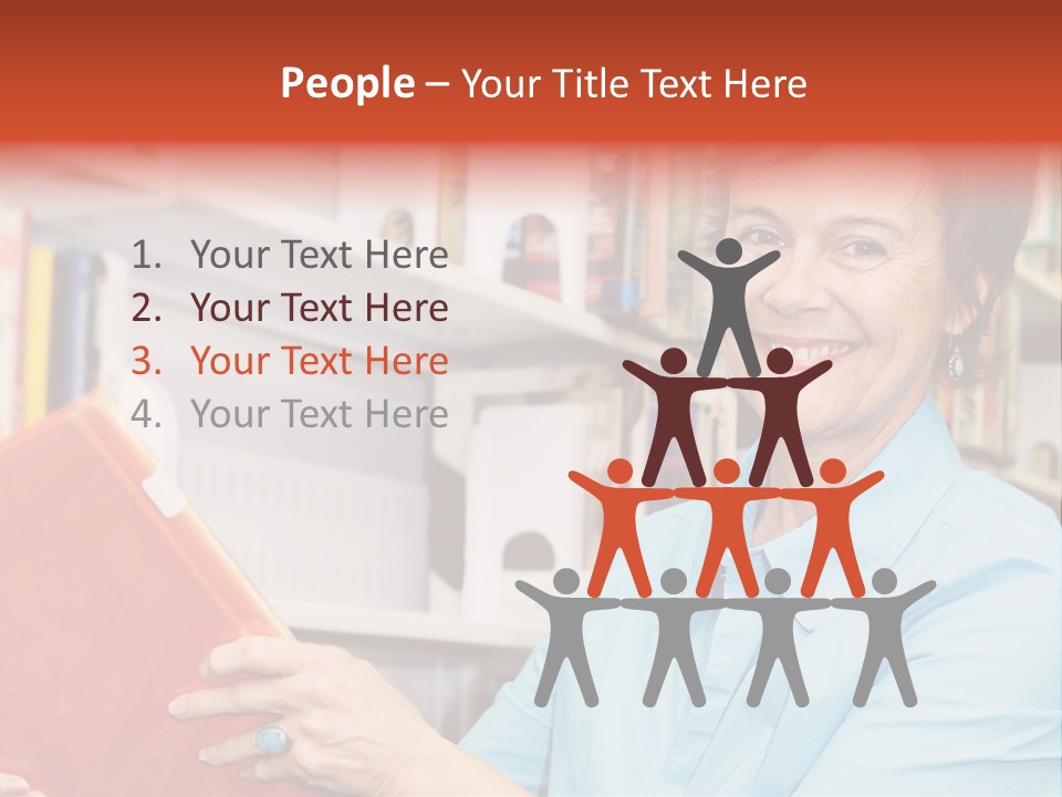 A Pretty Librarian In Her Wheelchair Shelving Books. PowerPoint Template