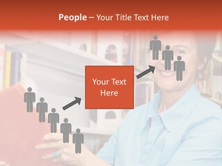 A Pretty Librarian In Her Wheelchair Shelving Books. PowerPoint Template