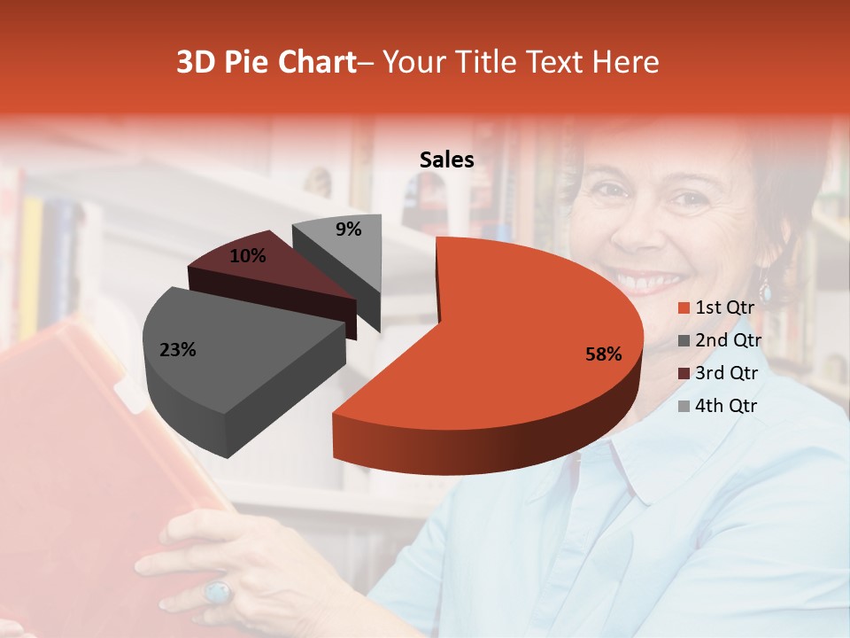 A Pretty Librarian In Her Wheelchair Shelving Books. PowerPoint Template