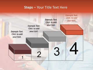 A Pretty Librarian In Her Wheelchair Shelving Books. PowerPoint Template