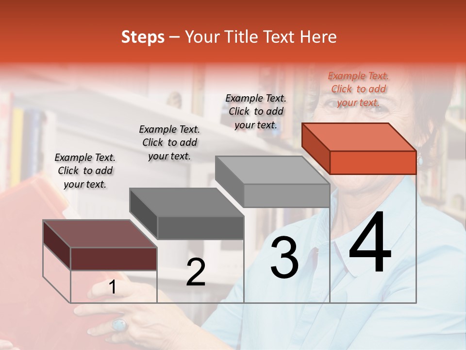A Pretty Librarian In Her Wheelchair Shelving Books. PowerPoint Template