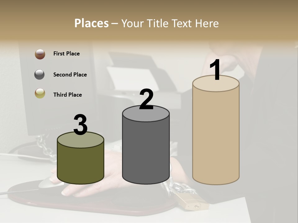 Woman Chained To Her Desk PowerPoint Template