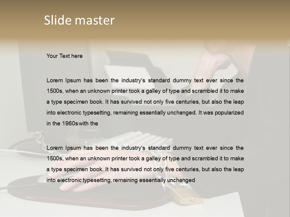 Woman Chained To Her Desk PowerPoint Template