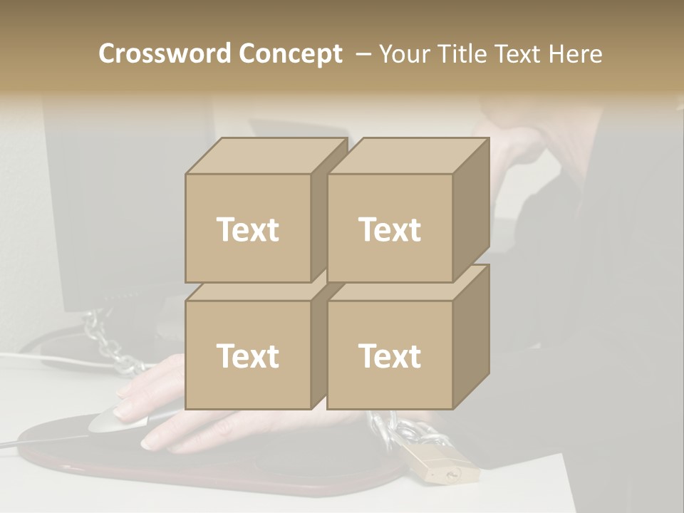 Woman Chained To Her Desk PowerPoint Template