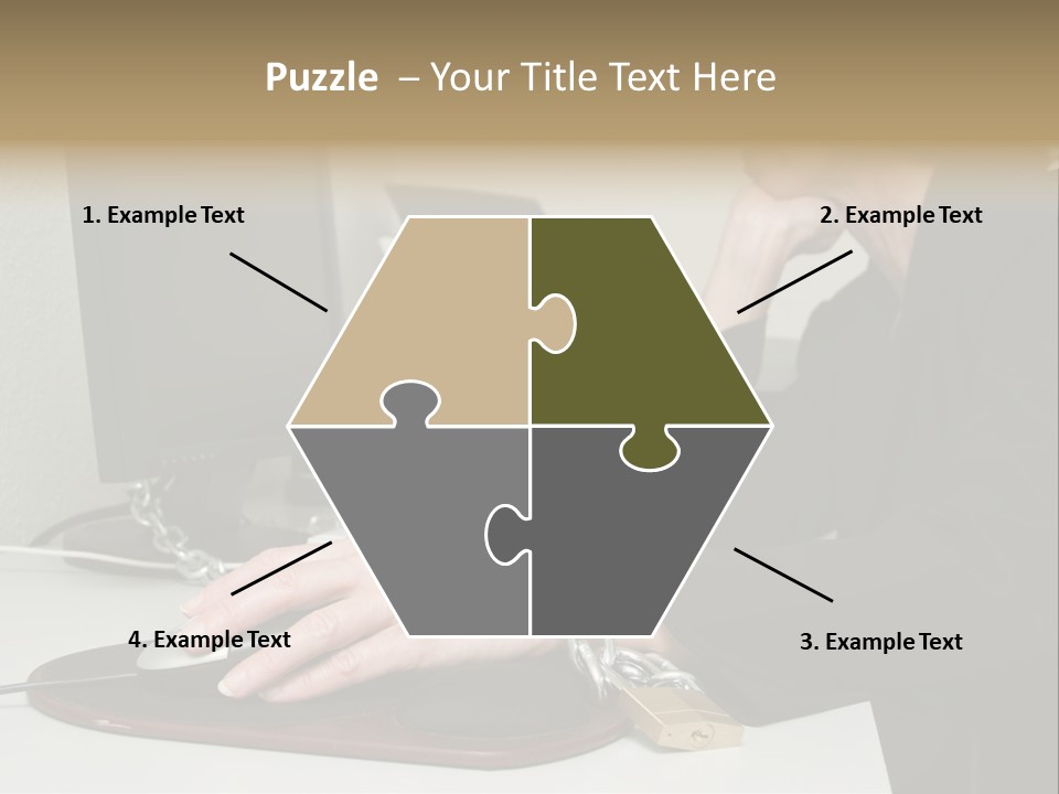 Woman Chained To Her Desk PowerPoint Template