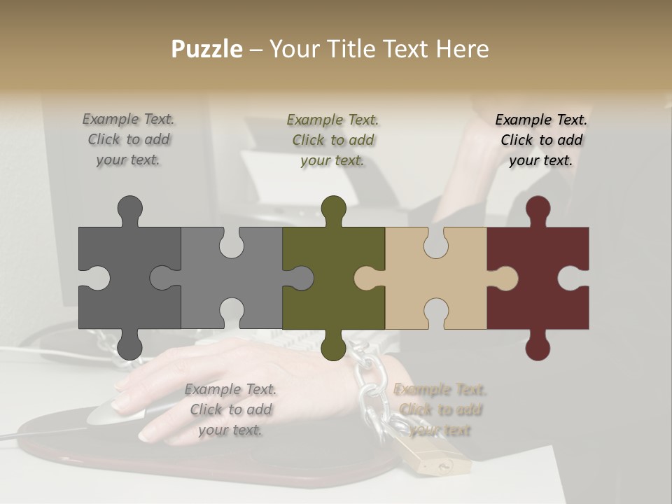 Woman Chained To Her Desk PowerPoint Template