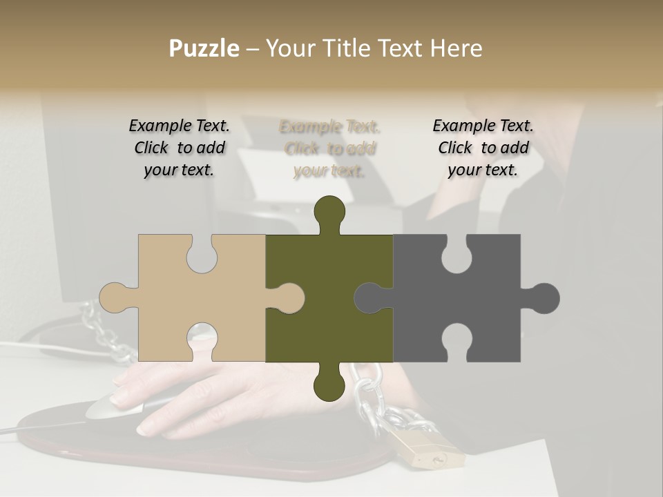 Woman Chained To Her Desk PowerPoint Template