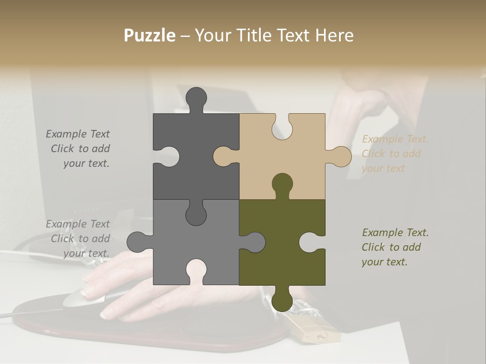 Woman Chained To Her Desk PowerPoint Template