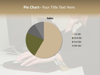 Woman Chained To Her Desk PowerPoint Template