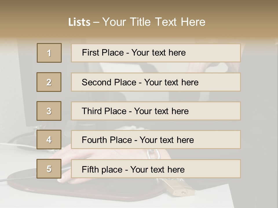 Woman Chained To Her Desk PowerPoint Template
