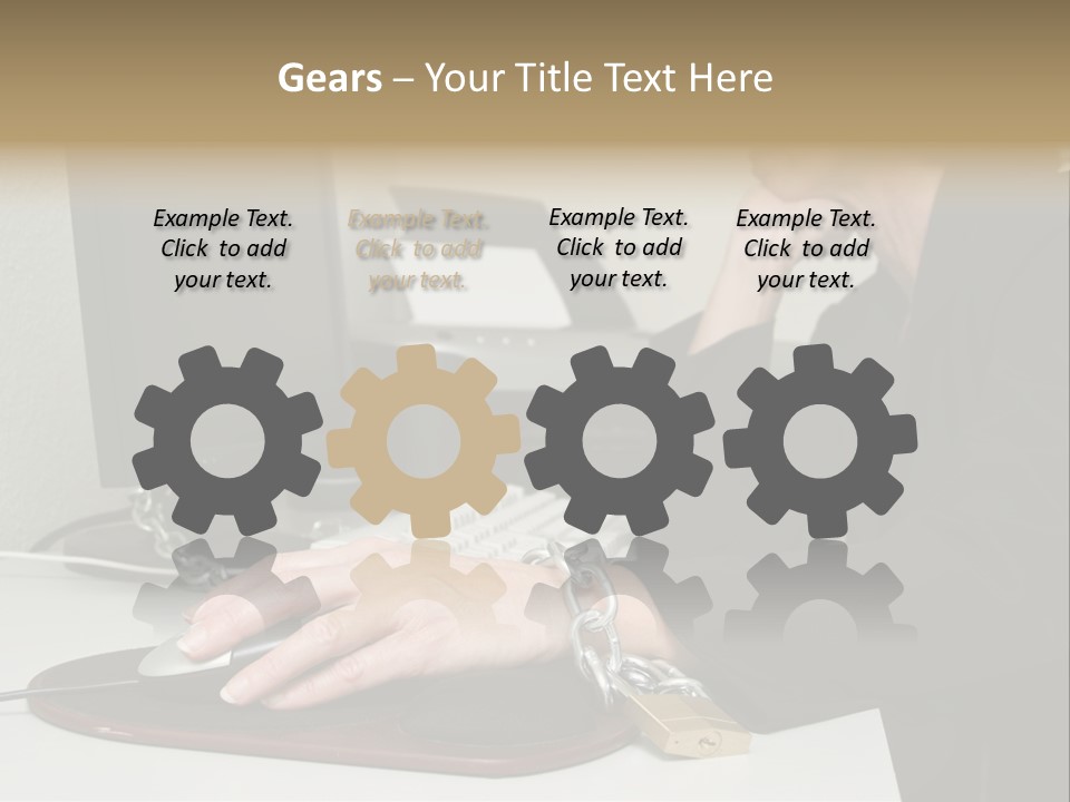 Woman Chained To Her Desk PowerPoint Template