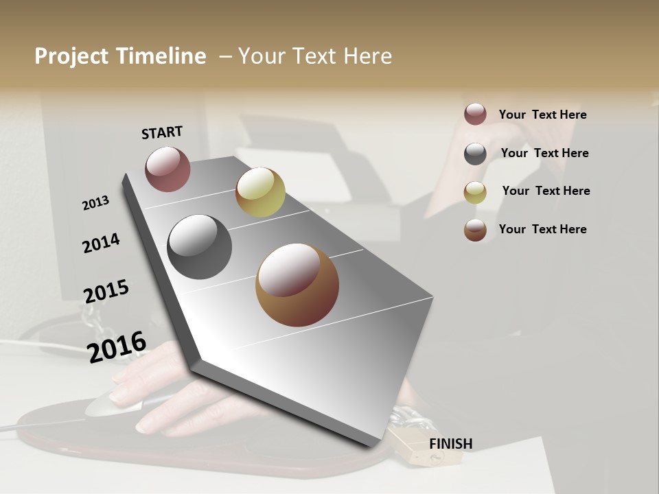 Woman Chained To Her Desk PowerPoint Template