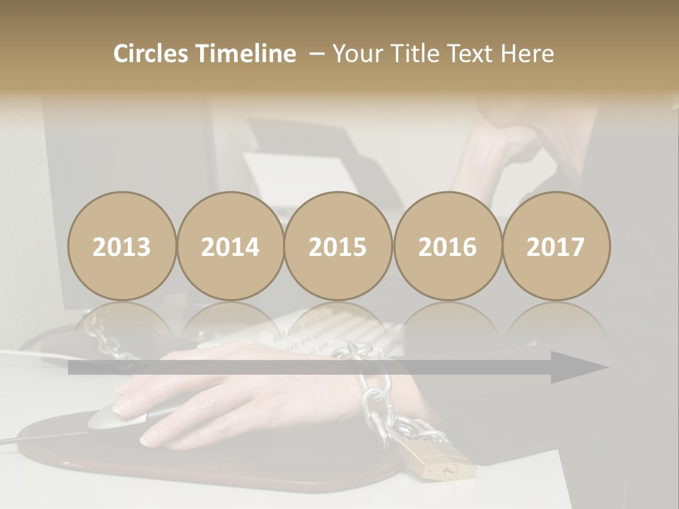 Woman Chained To Her Desk PowerPoint Template
