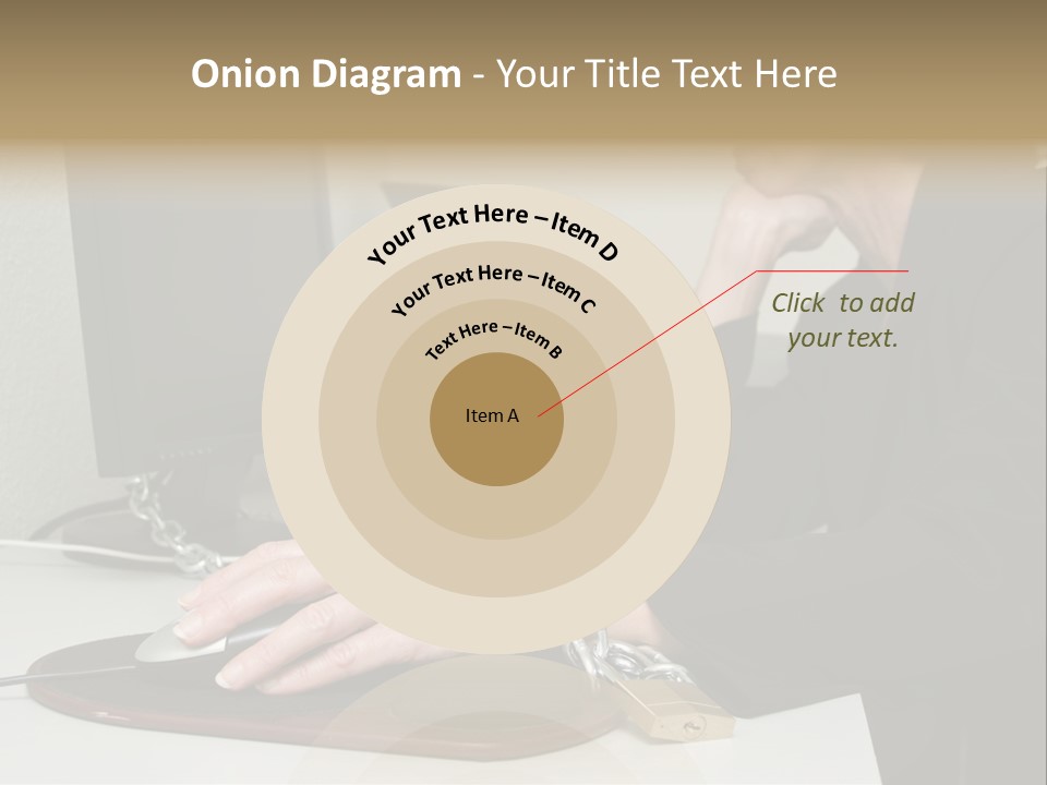 Woman Chained To Her Desk PowerPoint Template
