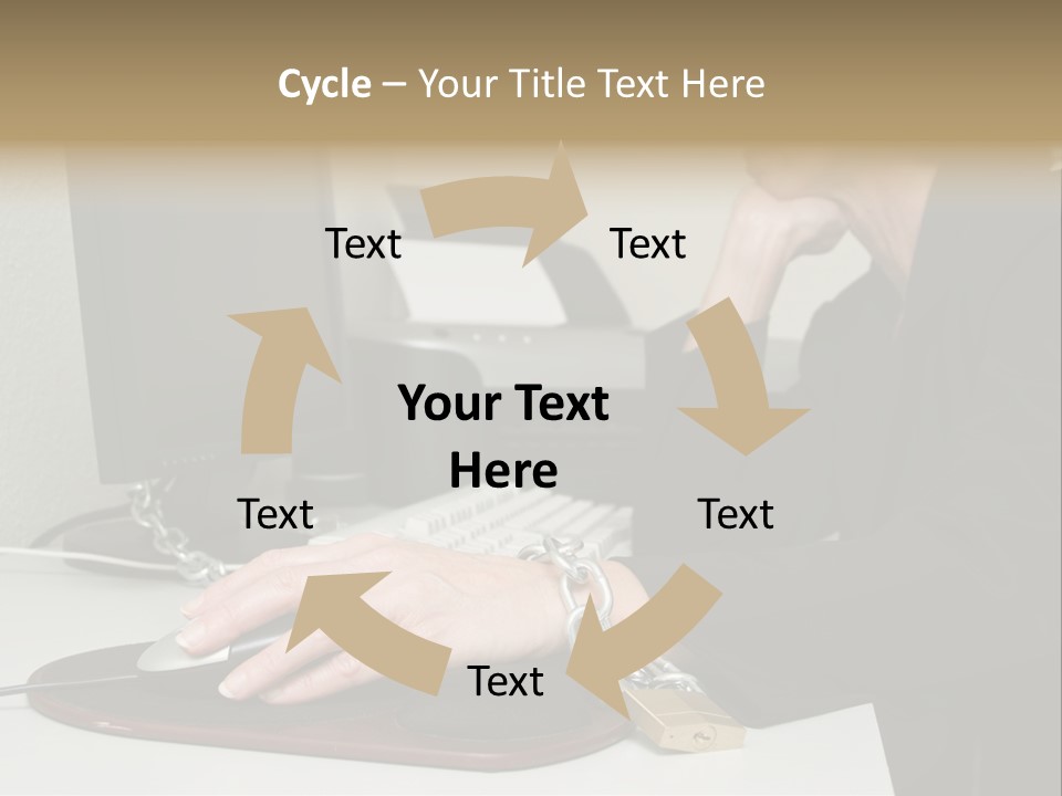 Woman Chained To Her Desk PowerPoint Template