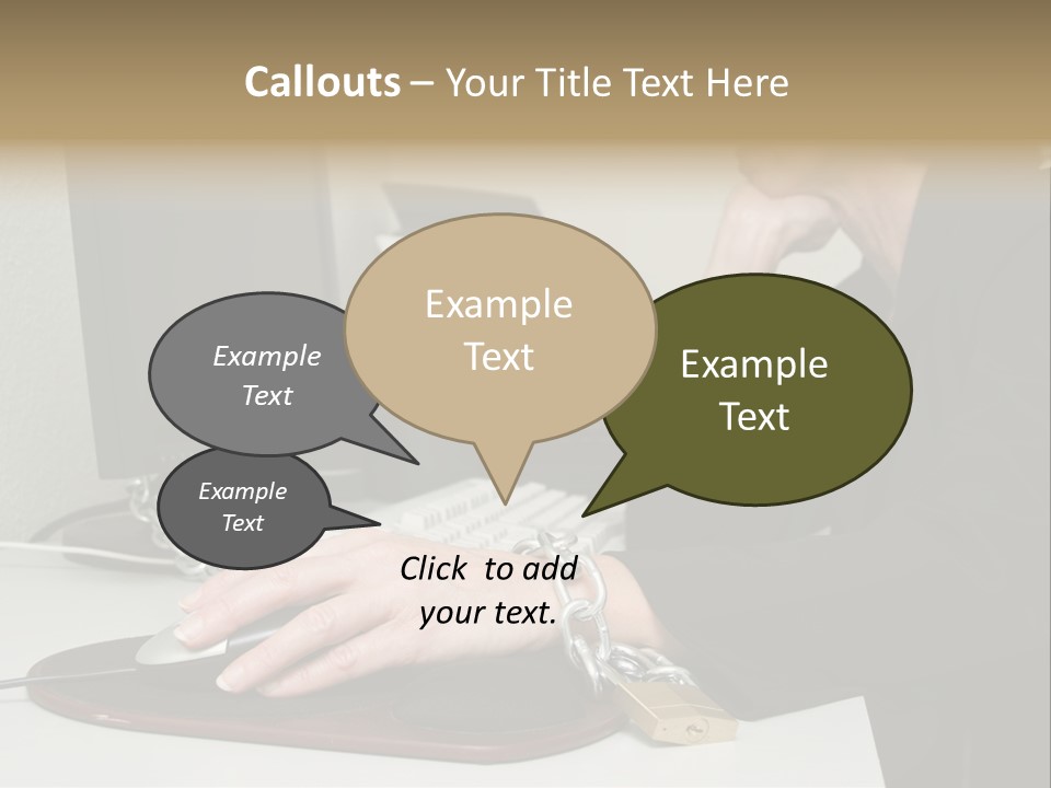 Woman Chained To Her Desk PowerPoint Template
