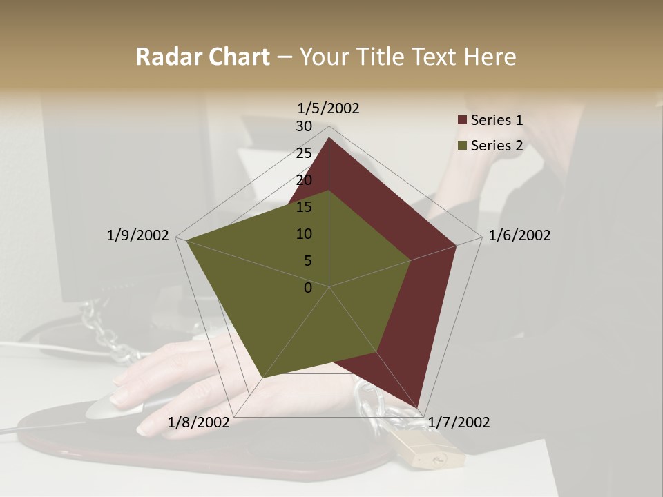 Woman Chained To Her Desk PowerPoint Template